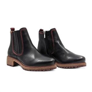 Pikolinos Aspe Brandy Black Calf Leather Ankle Lugged Sole Bootie Women's 36